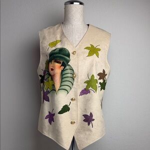 Vintage Elegant Leaf Pattern Women's Vest